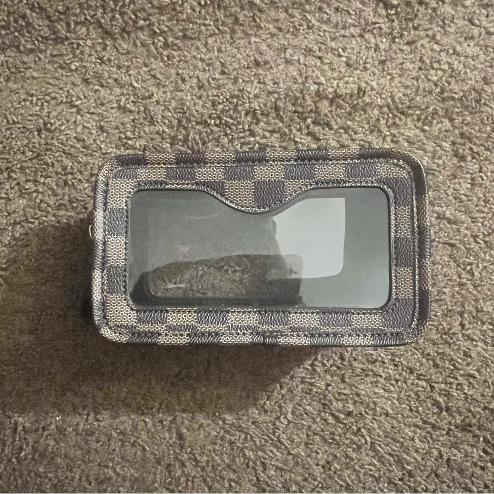 Checkered Cosmetic Bag with Clear Window